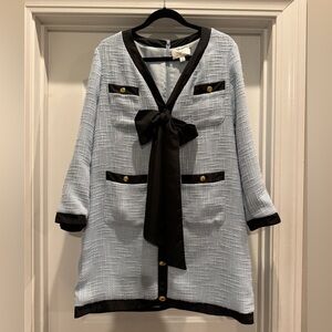 Tuckernuck Pomander Place Light Blue Coco Tweed Bow Dress